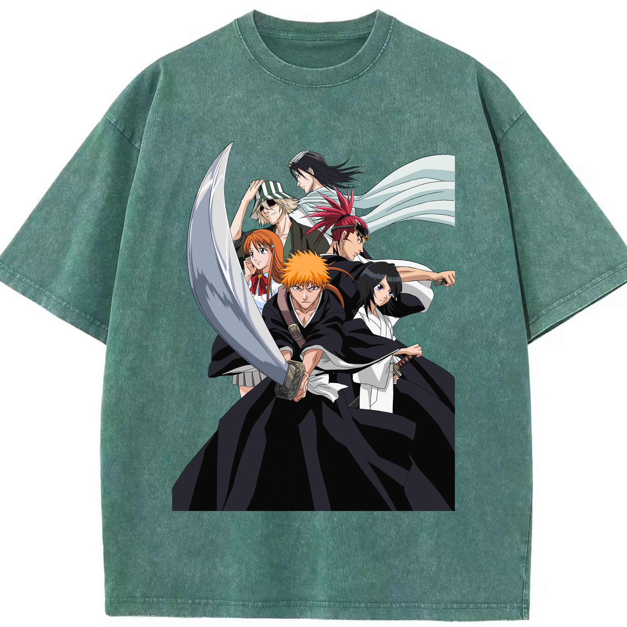 （画像用） ブリーチ 黒崎一護（くろさき いちご）BLEACH Kurosaki Ichigo 綿100% ヴィンテージ風 半袖Tシャツ（フロントプリント）
